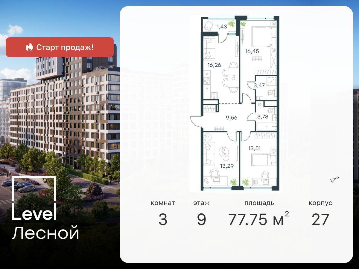 квартира г Красногорск ул Парковая 1 ЖК Микрогород в Лесу Москва, Отрадное фото 1