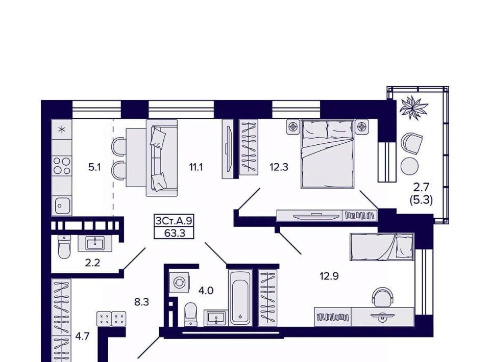 квартира г Новосибирск пер 18-й Бронный 16 Площадь Маркса фото 2