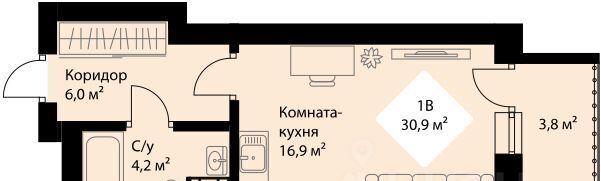 квартира г Екатеринбург Эльмаш ЖК Веер Парк Проспект Космонавтов, жилрайон фото 1