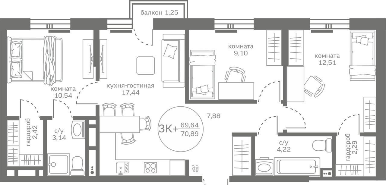 квартира р-н Тюменский д Патрушева ул Николая Гоголя 9 тер. Московское МО, Тюмень фото 1