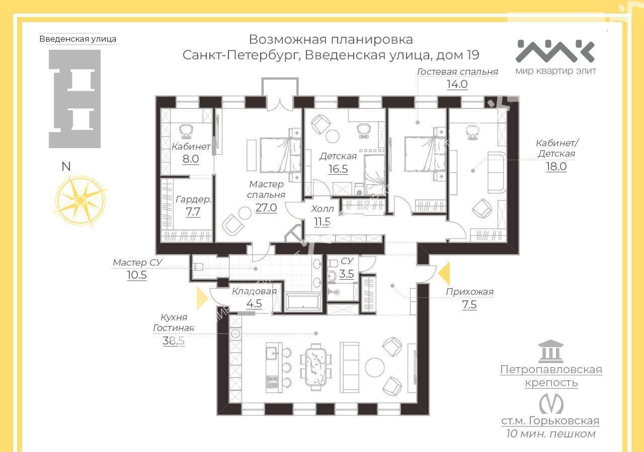 квартира г Санкт-Петербург метро Горьковская ул Введенская 19 фото 20