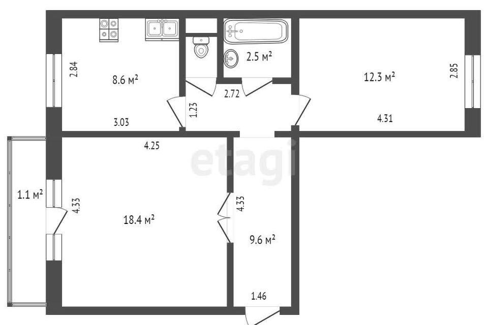 квартира г Пыть-Ях 5-й микрорайон, 27, Нефтеюганский район фото 1