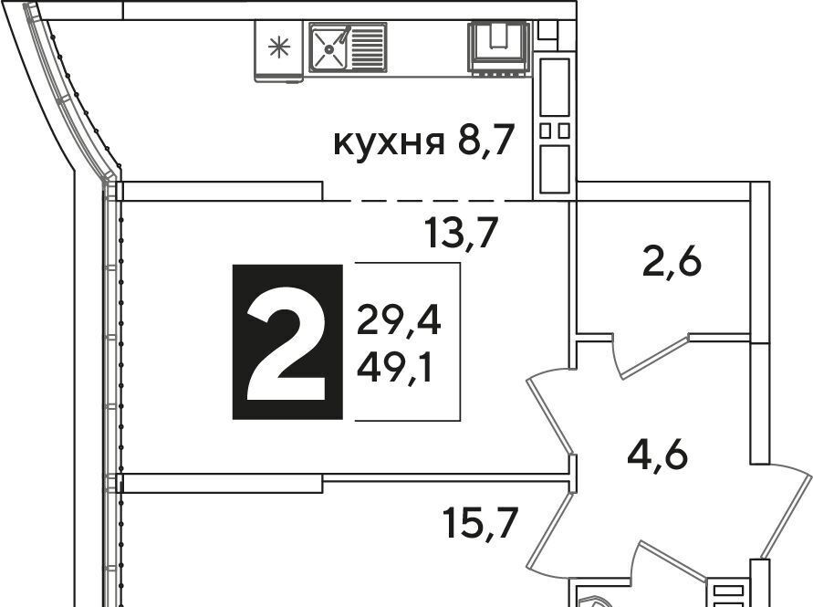 квартира г Краснодар р-н Прикубанский ул им. Ивана Беличенко 90к/1 фото 4