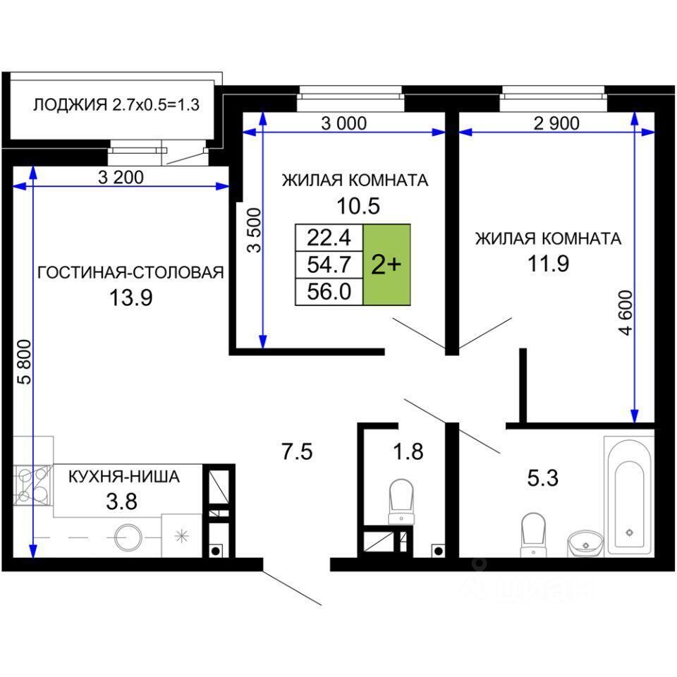 квартира г Краснодар р-н Прикубанский ул им. лётчика Позднякова 2/13 ЖК «Дыхание» фото 1