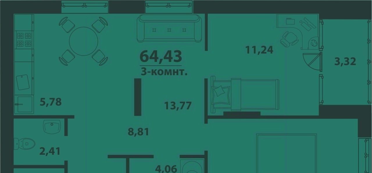 квартира г Ульяновск р-н Засвияжский 19-й микрорайон ЖК «‎Аквамарин 2» 5 фото 1