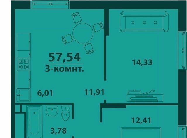 р-н Засвияжский ЖК «‎Аквамарин 2» 4 фото