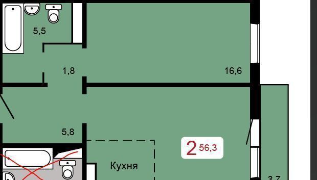 квартира г Красноярск р-н Свердловский ул 60 лет Октября 1 ЖК «Домино» д. 90 фото 1