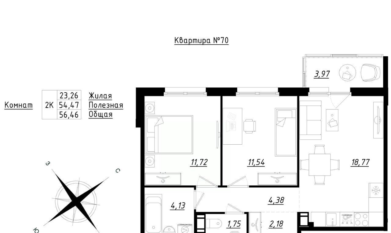 квартира р-н Тосненский п Фёдоровское ЖК Счастье 2 Шушары фото 1