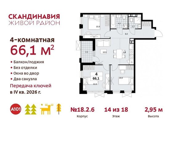 метро Коммунарка метро Бунинская аллея ТиНАО жилой комплекс Скандинавия, 18. 2.2 фото