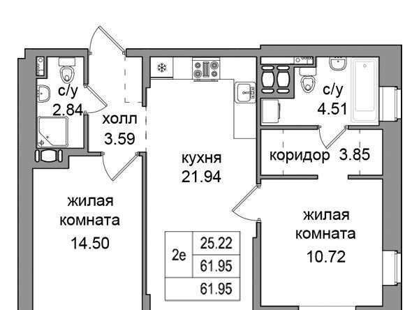 квартира г Санкт-Петербург п Парголово Парнас метро Парнас проезд Толубеевский, 36к 1 фото 2