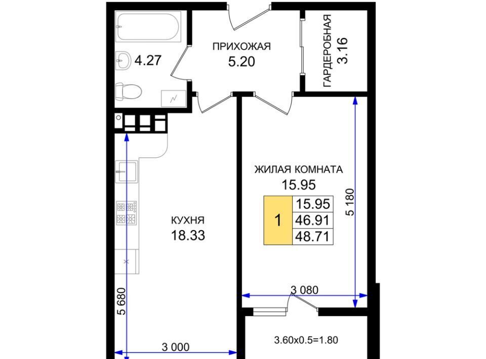 квартира г Новороссийск р-н Южный микрорайон 5-я Бригада фото 1