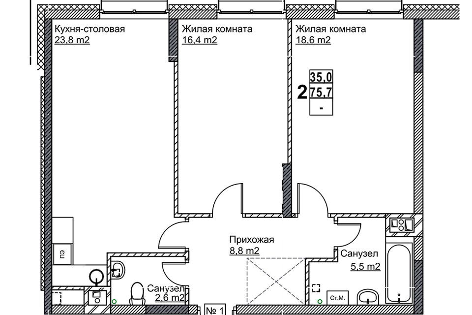 квартира г Нижний Новгород р-н Канавинский городской округ Нижний Новгород, Жилой комплекс Бетанкур фото 1