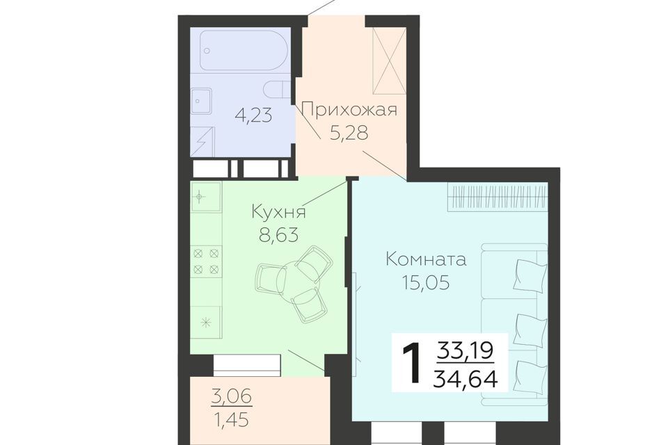 квартира г Воронеж р-н Коминтерновский городской округ Воронеж, Жилой комплекс Галактика-2 фото 1