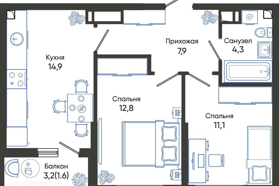 квартира г Новороссийск р-н Центральный ул Куникова 6 городской округ Новороссийск фото 1