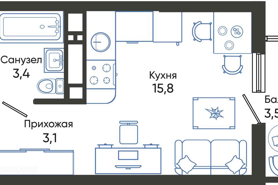 квартира г Новороссийск р-н Центральный ул Куникова 6 городской округ Новороссийск фото 1