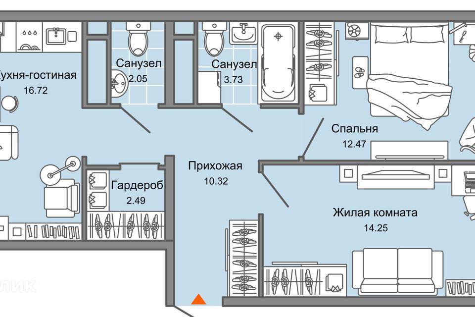 квартира г Ульяновск р-н Заволжский пр-кт Созидателей 114/2 городской округ Ульяновск фото 1