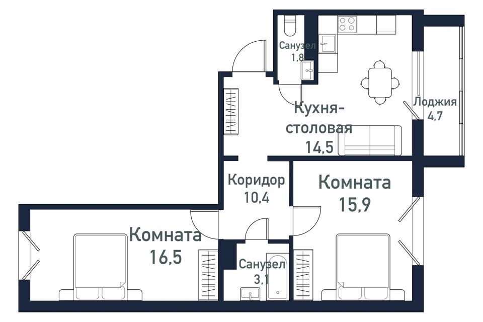 квартира р-н Сосновский п Пригородный Жилой комплекс Новиль фото 1