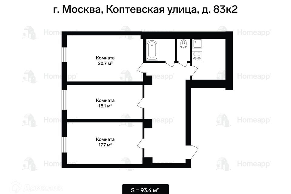 квартира г Москва ул Коптевская 83к/2 Северный административный округ фото 2