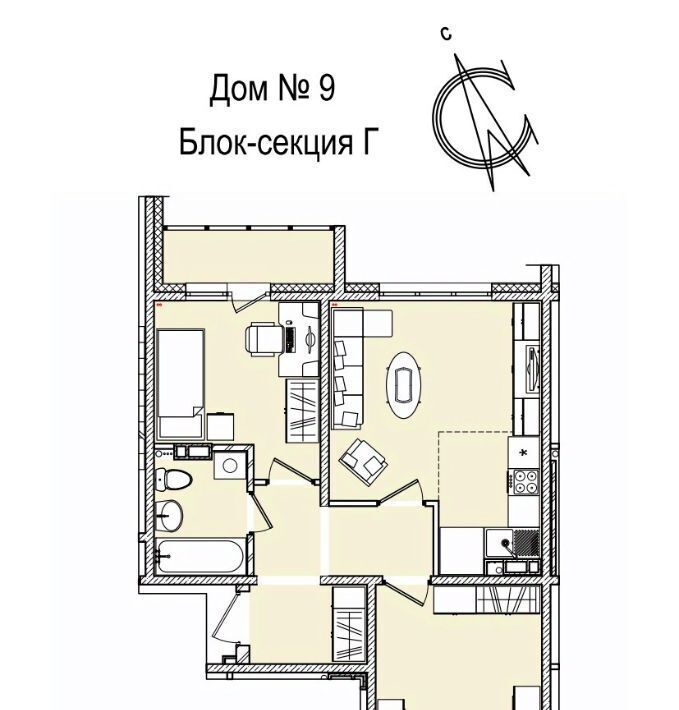 квартира г Кемерово р-н Заводский 55-й микрорайон ЖК «Кузнецкий» 9 фото 1