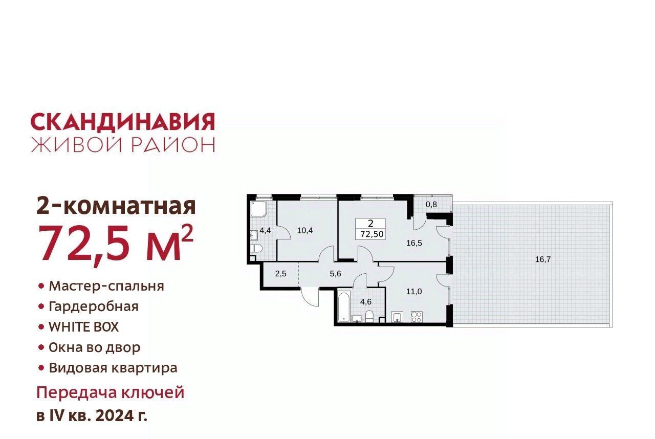 квартира г Москва п Сосенское ЖК Скандинавия метро Бунинская аллея к 35. 2.3 фото 1