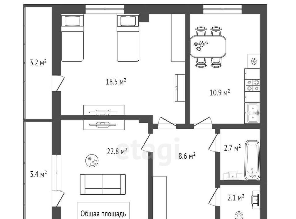 квартира г Новосибирск ул Сибиряков-Гвардейцев 44/7 Площадь Маркса фото 14