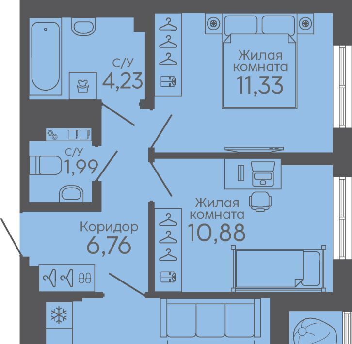 квартира г Екатеринбург микрорайон Новокольцовский Ботаническая Новокольцовский жилой комплекс фото 1