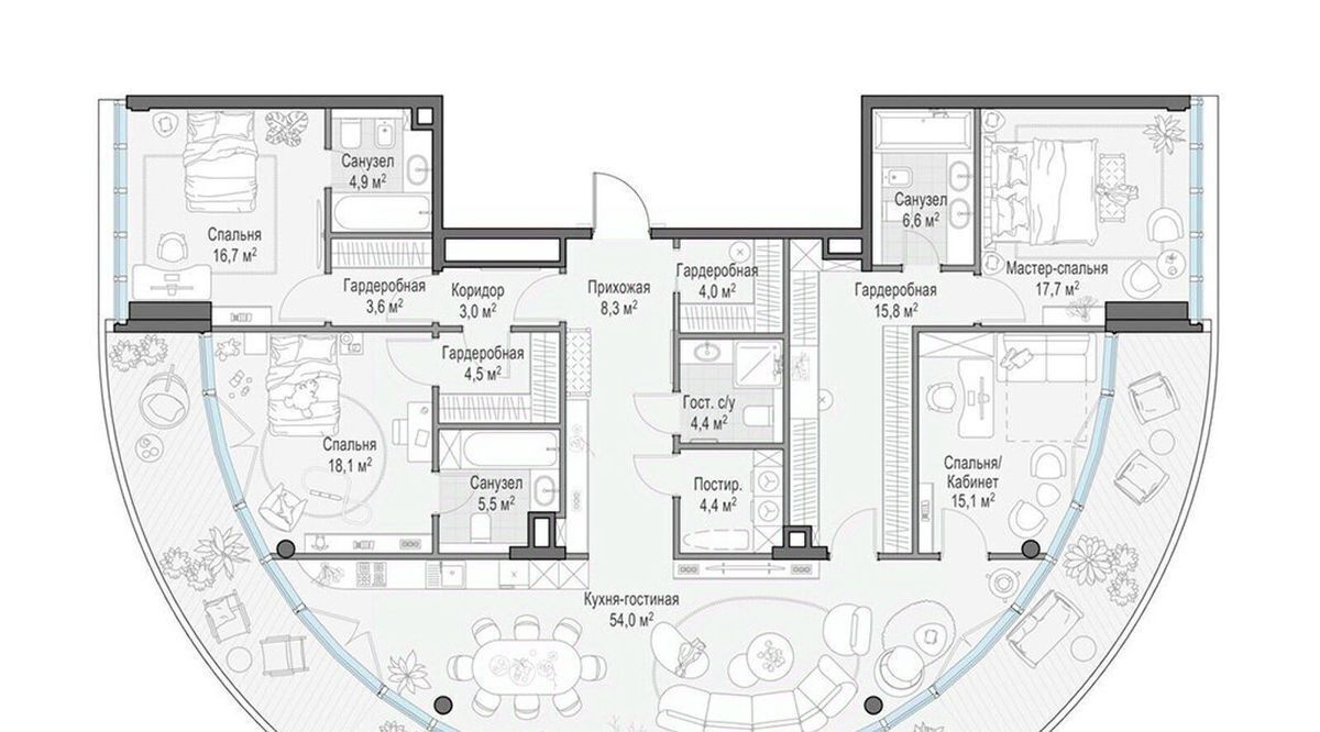 квартира г Москва метро Фрунзенская наб Фрунзенская 30 фото 1