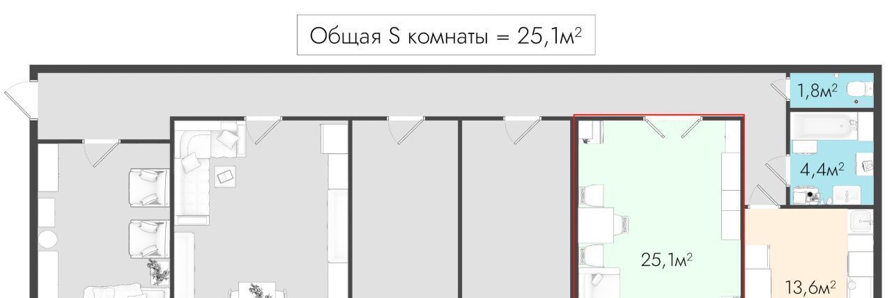 комната г Санкт-Петербург метро Достоевская ул Рубинштейна 26б Владимирский округ фото 6