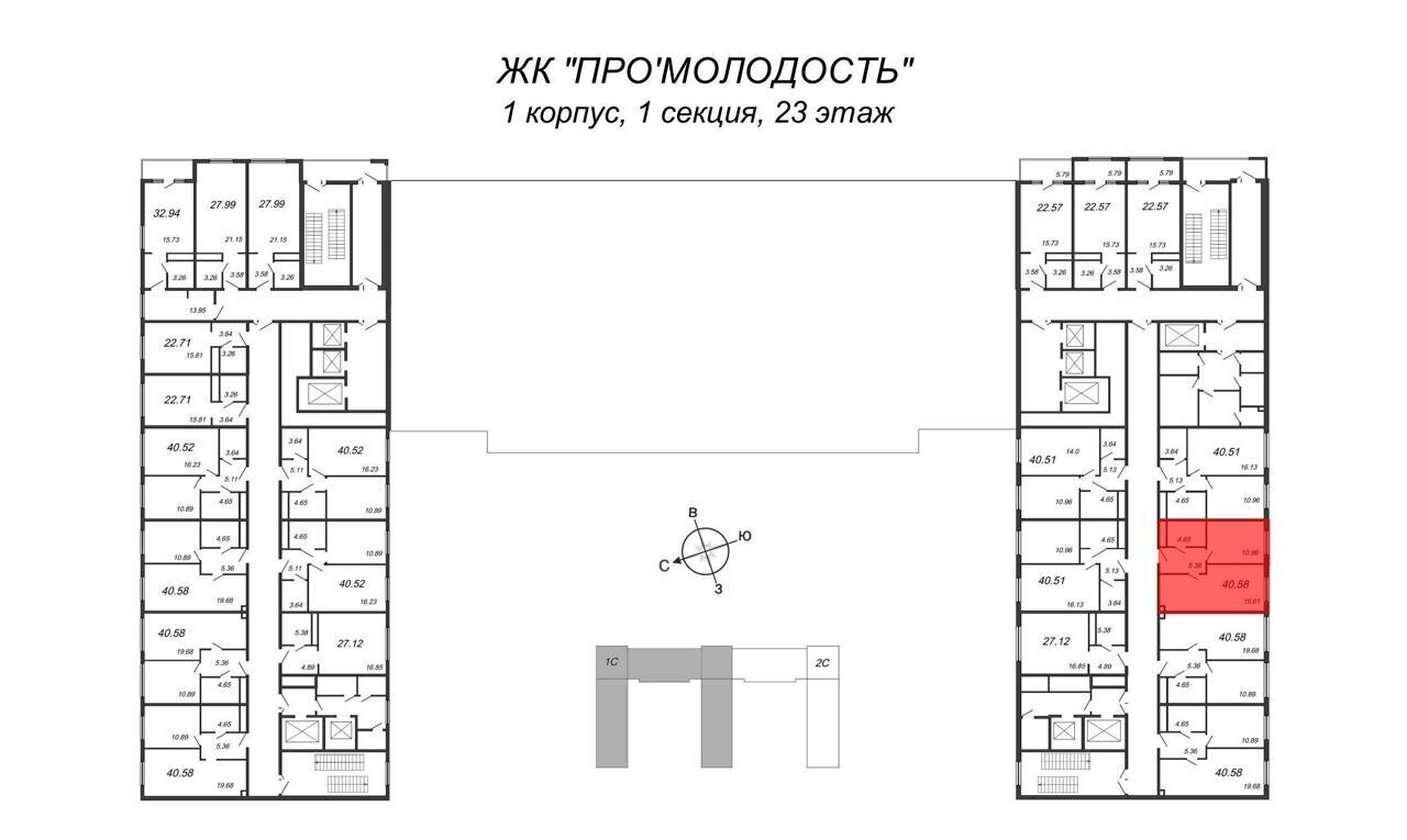 квартира г Санкт-Петербург метро Улица Дыбенко пр-кт Большевиков 3 инвест-отель «Про'Молодость» округ № 54 фото 2