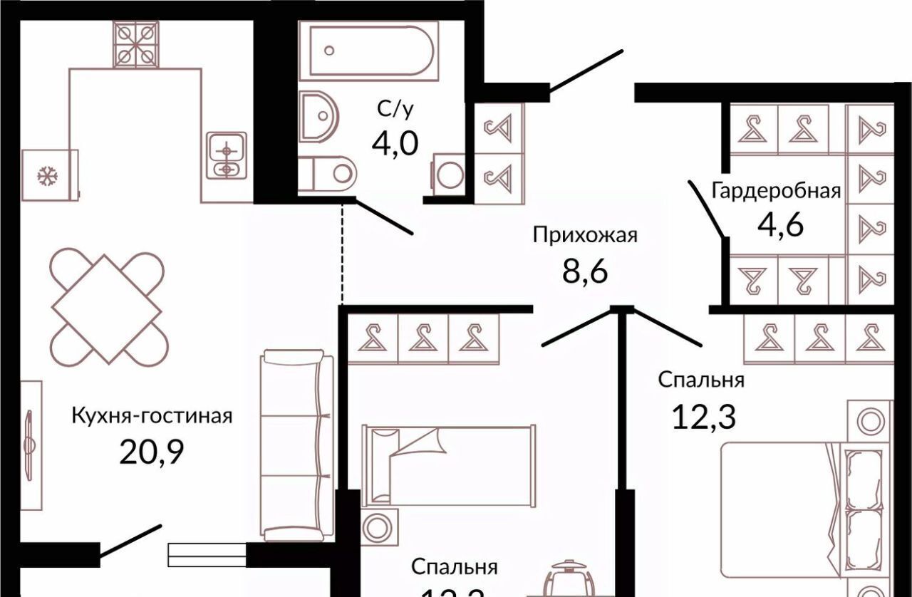 квартира г Краснодар р-н Прикубанский ул Конгрессная 43 фото 1