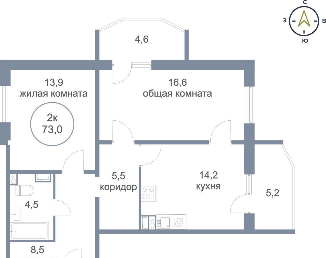 квартира г Сургут р-н Восточный тракт Югорский 54/2 ЖК «Георгиевский» фото 1