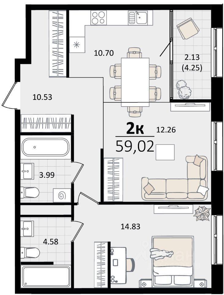 квартира г Краснодар р-н Карасунский ул Сормовская 3/7 фото 1