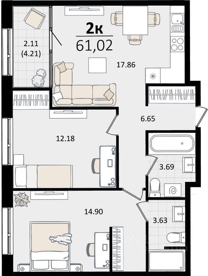 квартира г Краснодар р-н Карасунский ул Сормовская 3/7 фото 1