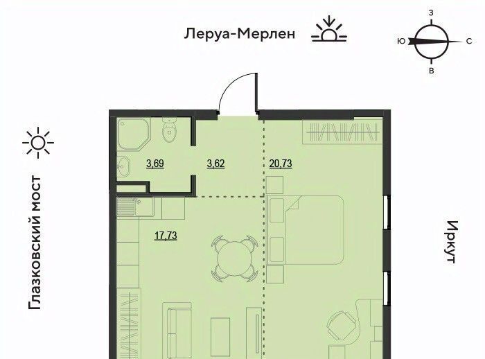 квартира г Иркутск р-н Свердловский ул Набережная Иркута 23 Затон кв-л фото 1