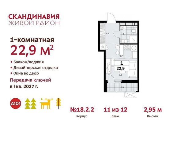 метро Коммунарка метро Бунинская аллея ТиНАО жилой комплекс Скандинавия, 18. 2.2 фото