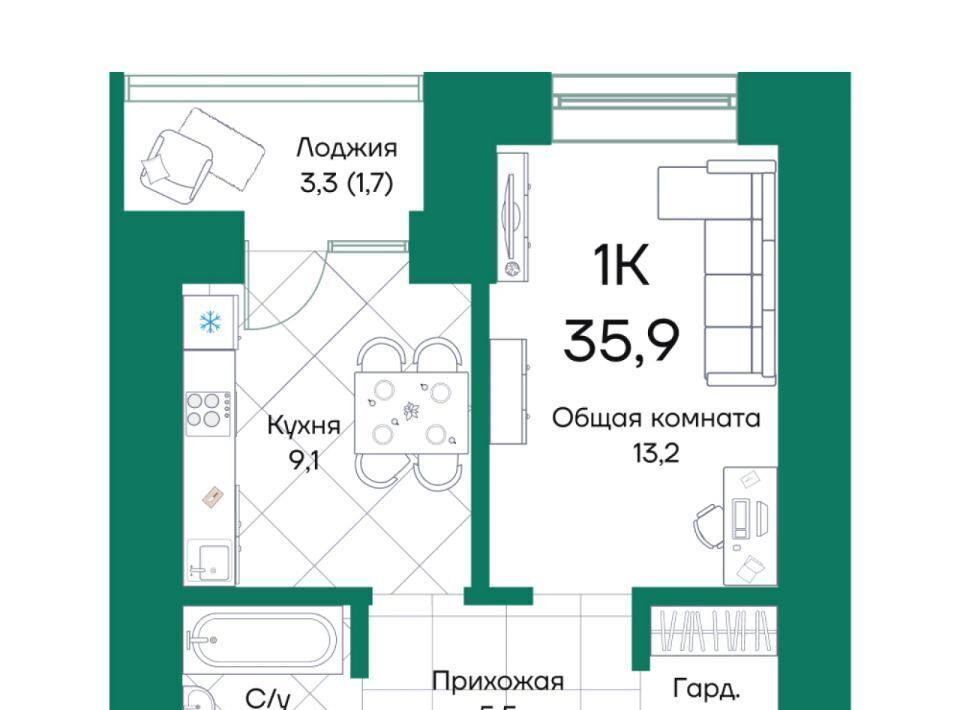 квартира г Барнаул р-н Индустриальный ул Просторная 390к/2 фото 1