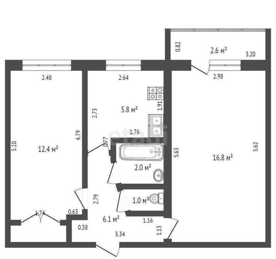 квартира г Стерлитамак Курчатовский ул Худайбердина 119 фото 17