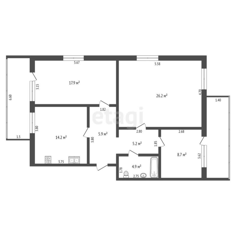 квартира г Якутск мкр Марха тракт Маганский 2 км 4 фото 11