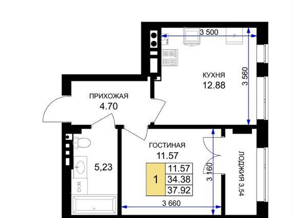 квартира р-н Гурьевский г Гурьевск ул Героя России Катериничева 4 з/у 2 фото 2