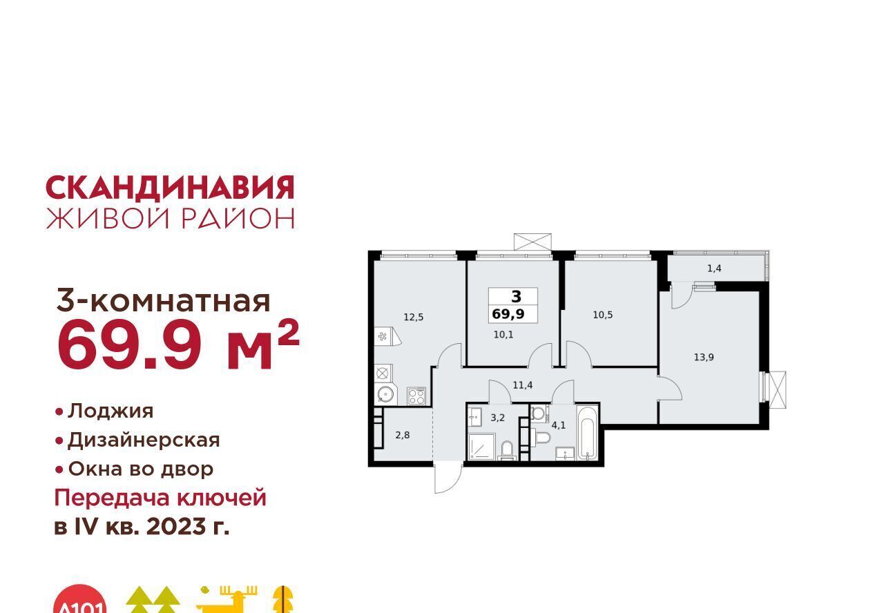 квартира г Москва п Сосенское ЖК Скандинавия метро Теплый Стан ул Эдварда Грига 5 фото 1