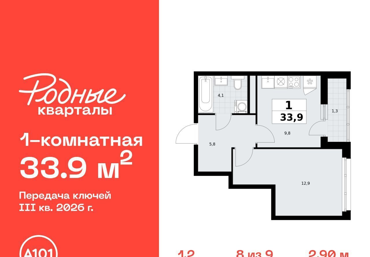 квартира г Щербинка ЖК «Родные кварталы» 1/2 Филатов Луг фото 1