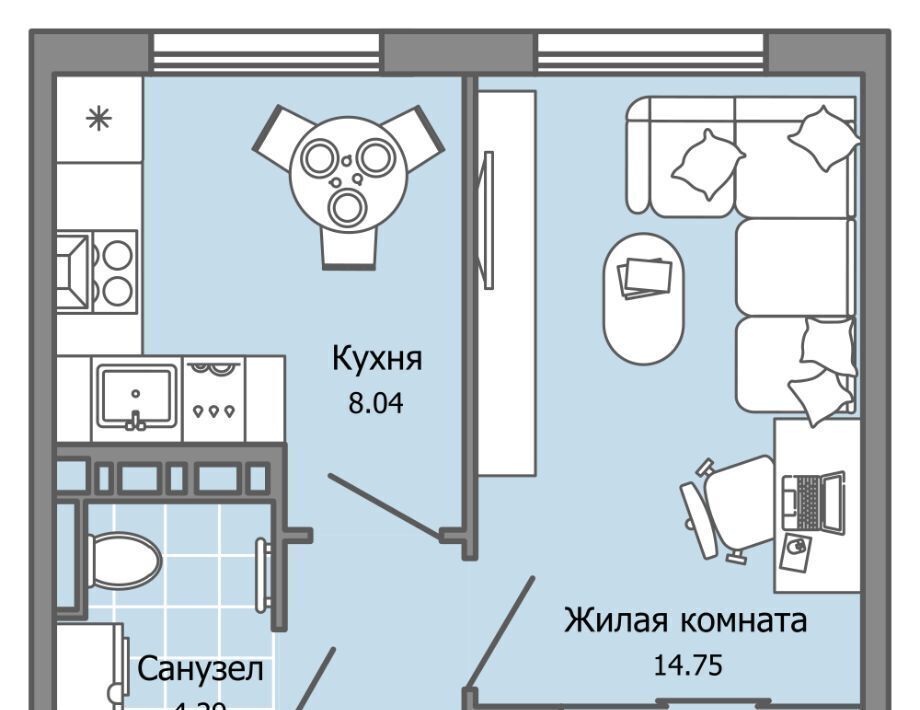 квартира г Ульяновск р-н Засвияжский Город Новаторов жилой комплекс, 2 фото 1