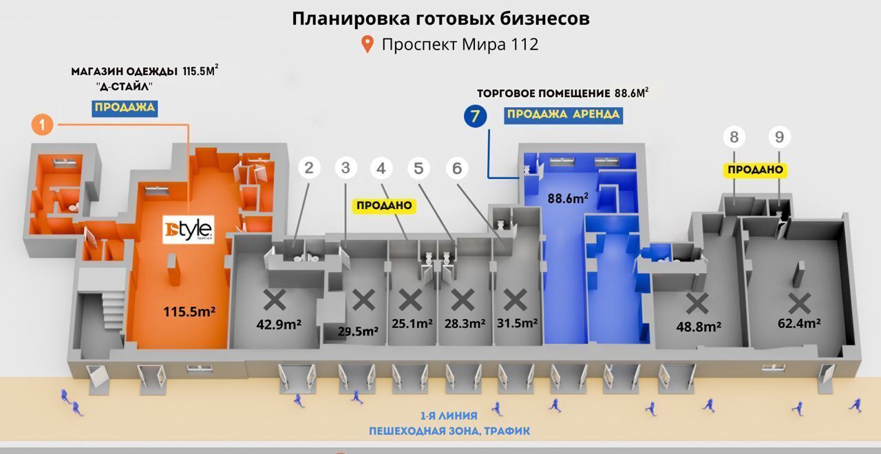 торговое помещение г Москва метро Алексеевская пр-кт Мира 112 муниципальный округ Алексеевский фото 3