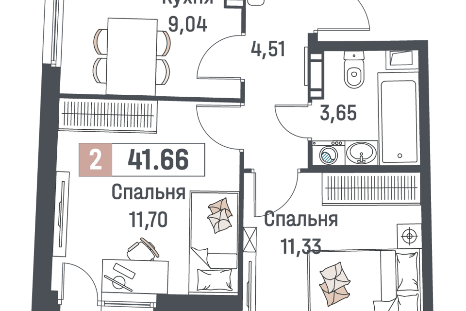 квартира р-н Всеволожский г Мурино пр-кт Авиаторов Балтики 25 Муринское городское поселение фото 1