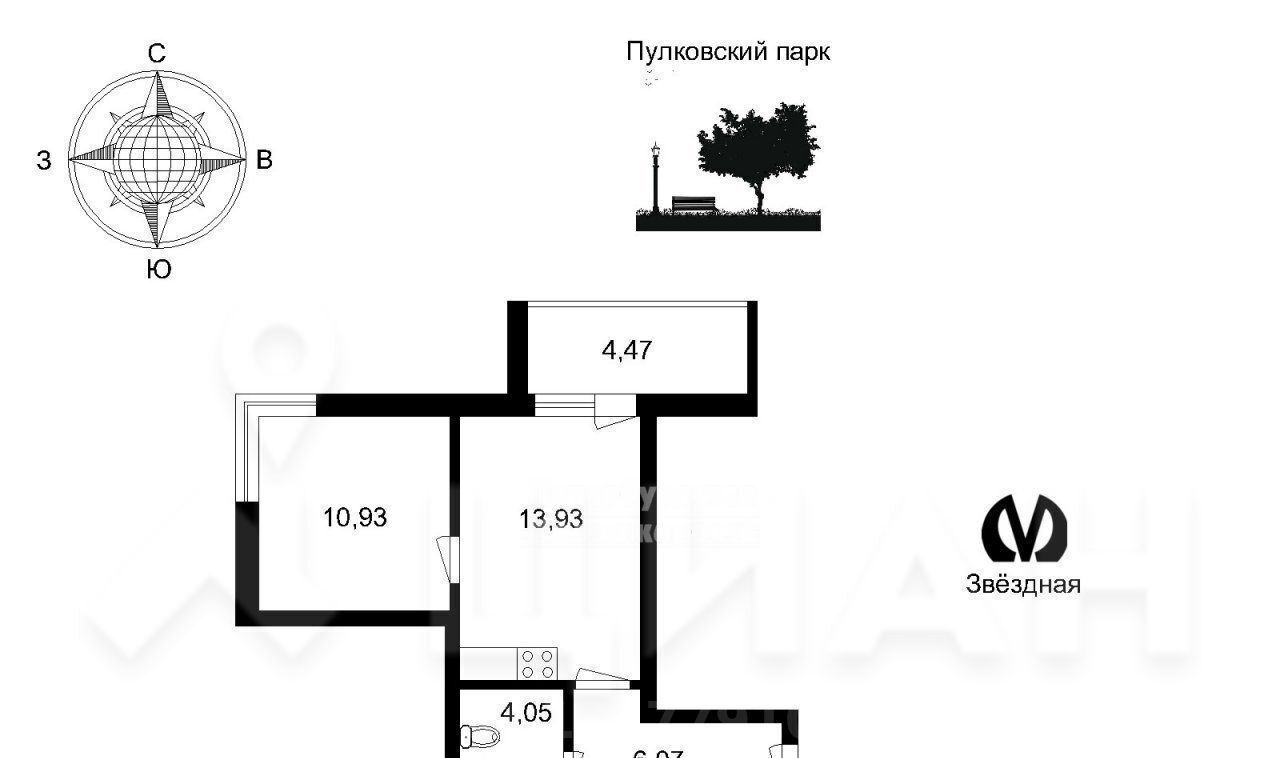 квартира г Санкт-Петербург ш Пулковское 14е Звездная фото 1