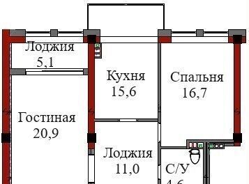 квартира г Нальчик Центр пр-кт Шогенцукова 21в ЖК «Хамада» фото 17