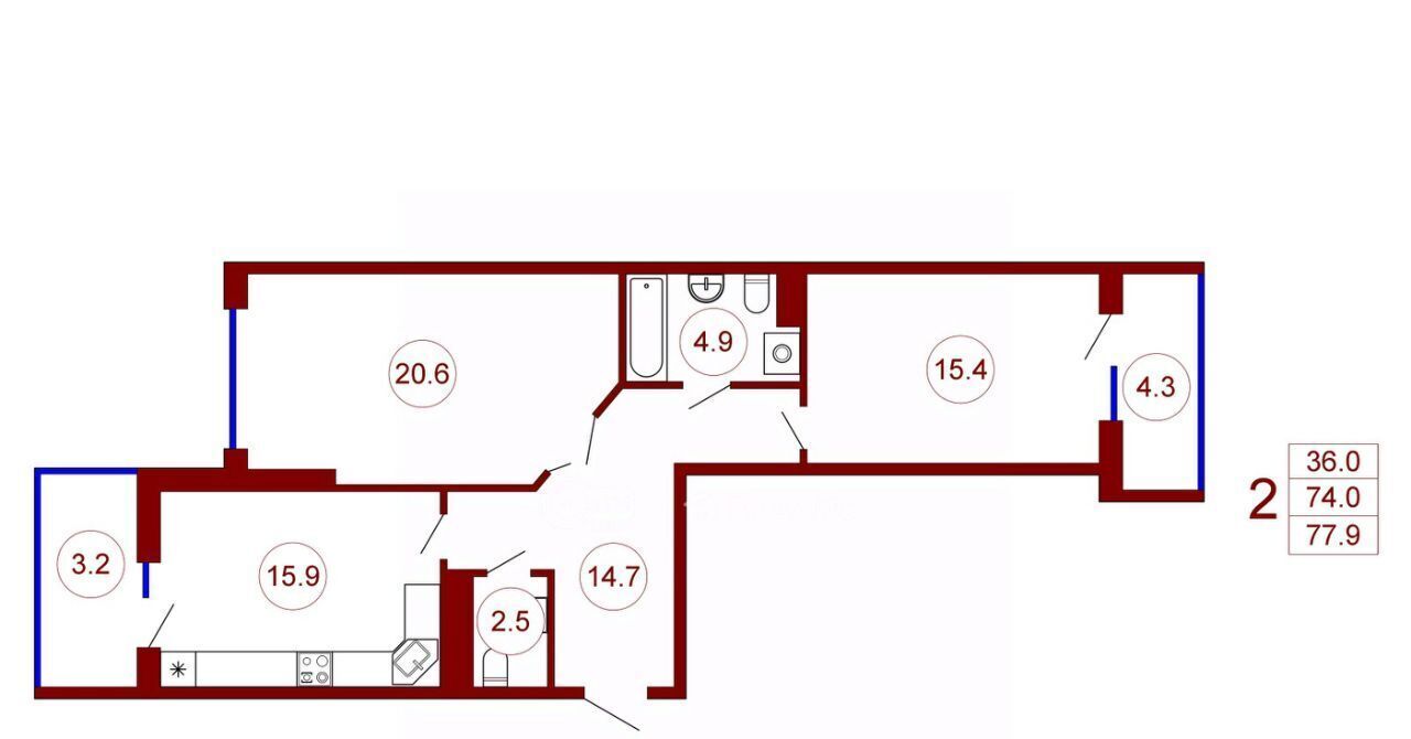 квартира г Воронеж р-н Ленинский ул Станкевича 45к/1 ЖК «Европейский» фото 3