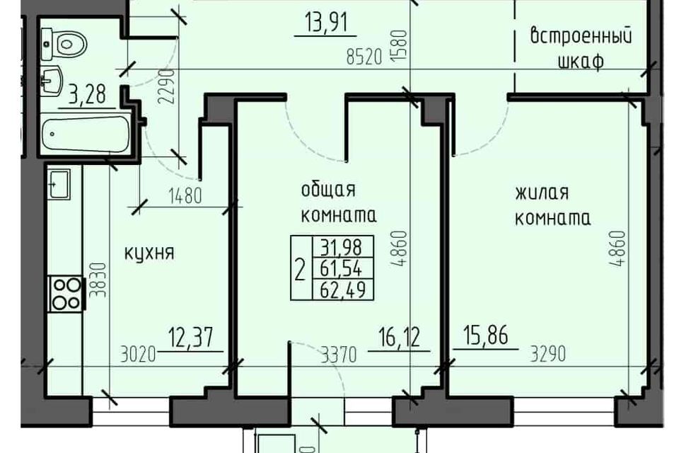 квартира г Красноярск р-н Центральный городской округ Красноярск, Жилой комплекс Ясный фото 1