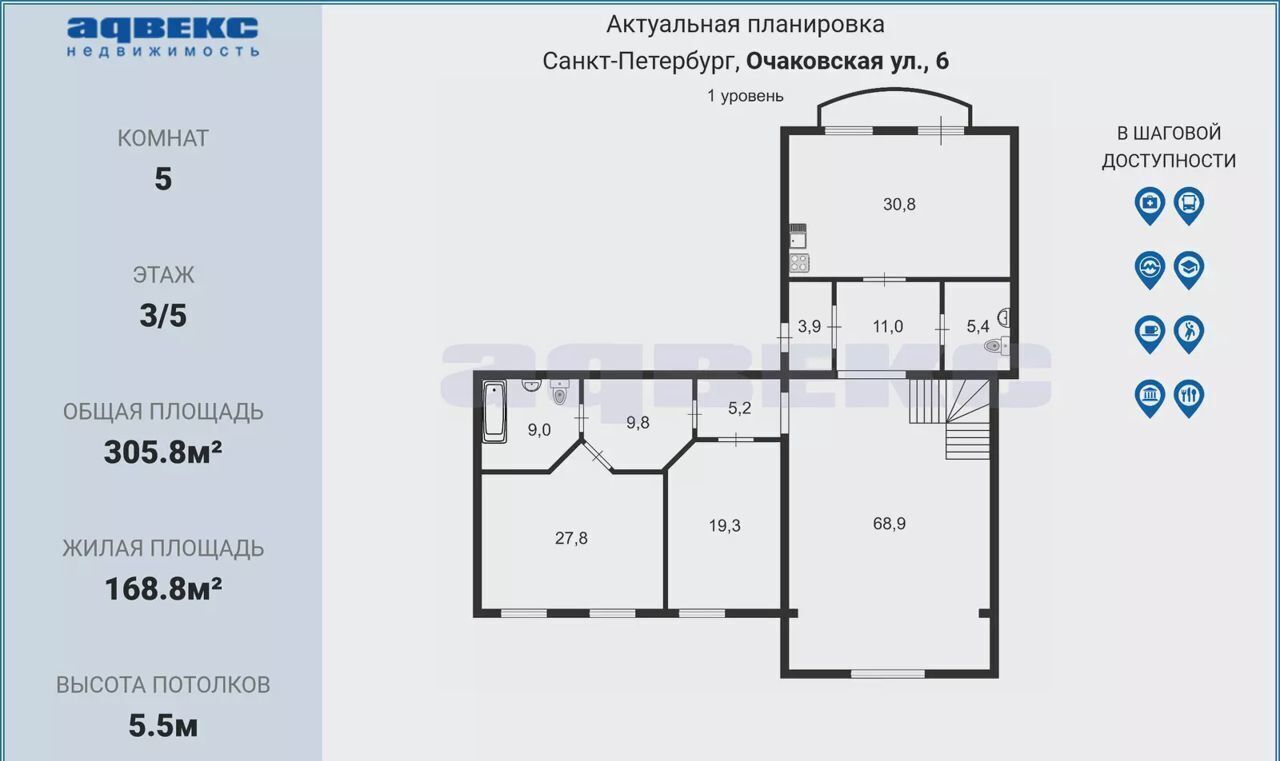 квартира г Санкт-Петербург метро Чернышевская Пески ул Очаковская 6 округ Смольнинское фото 26