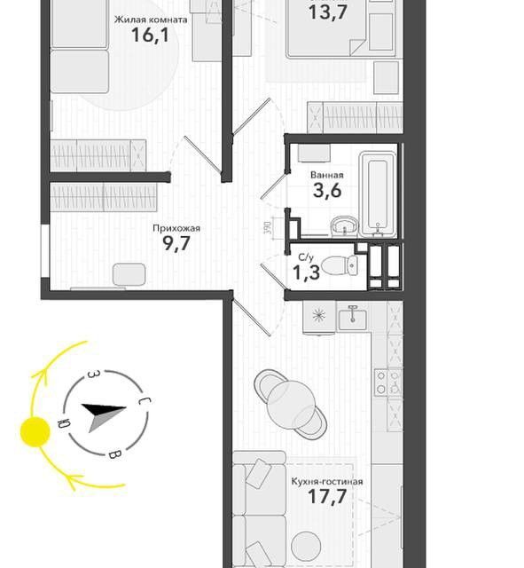 квартира р-н Новосибирский п Садовый микрорайон Околица, 3 фото 1